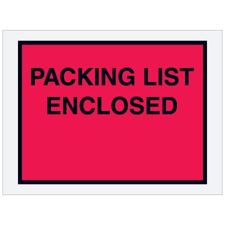 Bsc Preferred 4-1/2 x 6'' Red Full-Face ''Packing List Enclosed'' Envelopes, 1000PK PL413